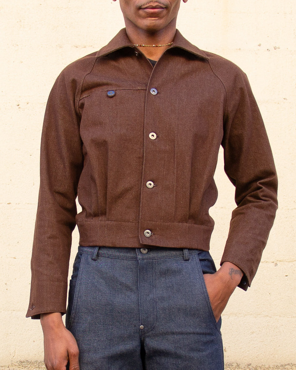 Cropped Raglan Jacket – Brown